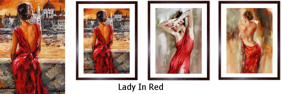 Lady In Red Framed Prints